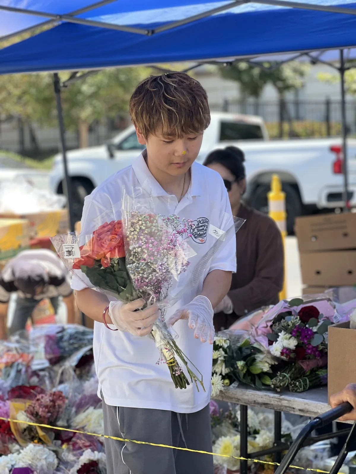 Flowers at a community distribution